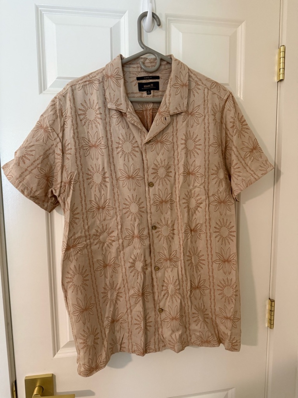 Roark Beige Floral Short-Sleeve Button-Up